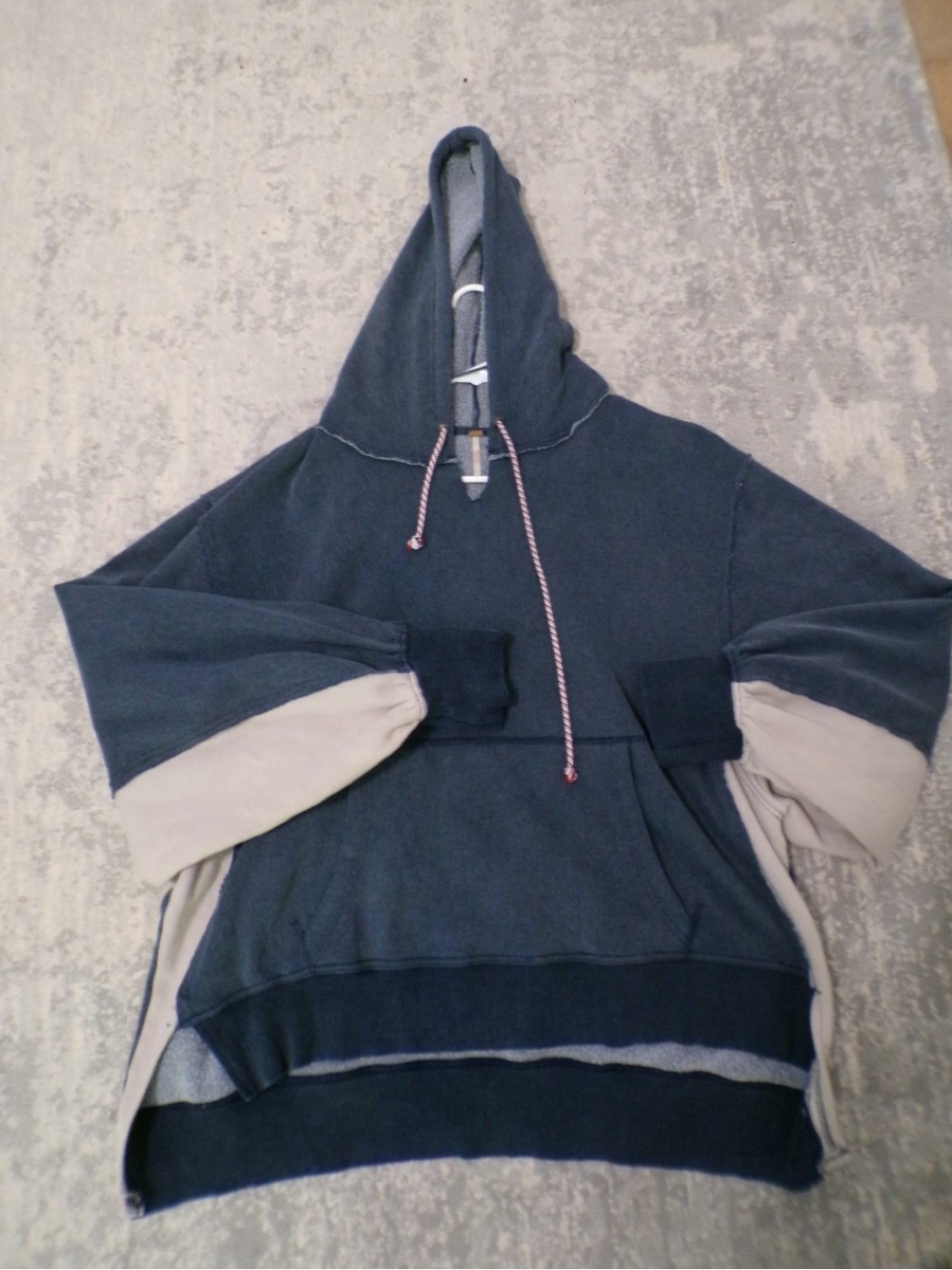 Free People Jimi Colorblock Hoodie Sweatshirt Navy and Cream